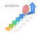 Infographic 5 Steps Modern Stair diagram with arrow and topics.