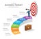 Infographic 6 Steps Modern Target diagram with staircase.