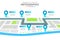 Infographic 6 Steps Modern Timeline diagram with city roadmap concept.