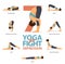 Infographic of 7 Yoga poses for Easy yoga at home in concept of fight for depression in flat design.Vector.