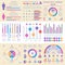 Infographic banners. Ui interface, information panel with finance graphs, pie chart and comparison diagrams vector set