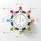 Infographic. Business Clock. Colorful circle with icons. Vector