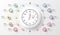 Infographic. Business Clock. Colorful circle with icons. Vector