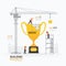 Infographic business trophies shape template design.building to