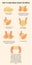 Infographic caption how to hand knead dough for bread. Process of sourdough baking. Illustration for cook book or