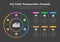Infographic for city public transportation statistics with colorful pie chart, icons and place for your content - dark version