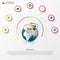 Infographic design template. Creative world. Colorful circle with icons