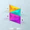 Infographic design template, diagram with 4 multicolored triangular elements