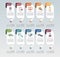 Infographic E-Commerce template. Icons in different colors. Include E-Commerce, Customer Support, Payment Options, Online