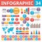 Infographic elements 34. Set of vector design elements in flat style for business presentation, booklet, web site and projects.