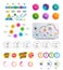 Infographic elements. Financial graph, options banner badges. Sale shapes, countdown. Analytics chart, timeline. Vector