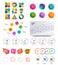 Infographic elements. Financial graph, options banner badges. Sale shapes, countdown. Analytics chart, timeline. Vector