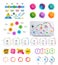 Infographic elements. Financial graph, options banner badges. Sale shapes, countdown. Analytics chart, timeline. Vector