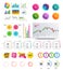 Infographic elements. Financial graph, options banner badges. Sale shapes, countdown. Analytics chart, timeline. Vector