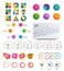 Infographic elements. Financial graph, options banner badges. Sale shapes, countdown. Analytics chart, timeline. Vector