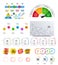 Infographic elements. Financial graph, options banner badges. Sale shapes, countdown. Analytics chart, timeline. Vector