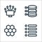 Infographic elements line icons. linear set. quality vector line set such as bar chart, honeycomb, graph