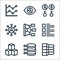 infographic elements line icons. linear set. quality vector line set such as , graph, cubes, topic, pie chart, user, gender,