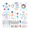 Infographic elements. Modern infochart, marketing chart and graphs, bar diagrams. Option process graph for internet