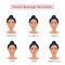 Infographic of facial yoga. Massage direction for Natural Rose Quartz Stone Scraper, Gua Sha. Woman portrait for face