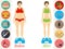 Infographic of fitness and sport, healthy lifestyle, women exists before - after the diet