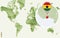 Infographic for Ghana, detailed map of Ghana with flag