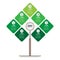 Infographic of green technology or education process with 7 points. Template of tree, info graphics or diagram. Vertical eco