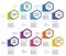 Infographic Industry 4.0 template. Icons in different colors. Include Industry 4.0, Blockchain, Automation