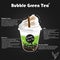 Infographic Ingredients of Green tea bubble Boba.  Bubble milk tea ads with delicious tapioca. Can be used as information In