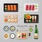 Infographic japanese foods business flat lay idea.