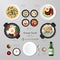 Infographic Korea foods business flat lay idea.