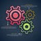 Infographic layout with colorful cogwheel.