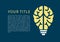 Infographic with light bulb and brain as template for topics e-learning, machine learning, design thinking