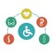 Infographic of medical symbols. Disability signs. Vector illustration