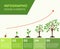 Infographic of planting tree. Seeds sprout in ground.