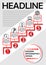 Infographic process template in red and gray design, abstract vector with staircase elements, icons and copy space, five stairway