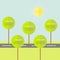 Infographic with road tree and sun. Flat design