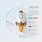 Infographic with rocketship and startup icon flat design. Vector illustration.