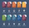 Infographic Social Media template. Icons in different colors. Include Like, Audience, Boosted Post, Feed and others