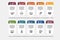 Infographic Social Media template. Icons in different colors. Include Like, Audience, Boosted Post, Feed and others