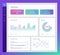 Infographic template with flat design daily statistics graphs, dashboard, pie charts, web design, UI elements. Network