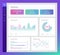 Infographic template with flat design daily statistics graphs, dashboard, pie charts, web design, UI elements. Network