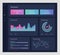 Infographic template with flat design daily statistics graphs, dashboard, pie charts, workflow, web design, UI elements