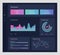 Infographic template with flat design daily statistics graphs, dashboard, pie charts, workflow, web design, UI elements