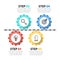 Infographic template with icons and 4 options or steps. Chain with gears