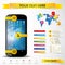 Infographic with a touch screen smartphone