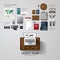 Infographic travel business flat lay idea.