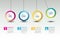 Infographic vector option banner with pendulum. Color spheres, balls, bubbles.