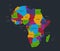 Infographics Africa map, flat design colors, with names of individual states and islands