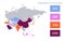 Infographics of Asia map, individual states